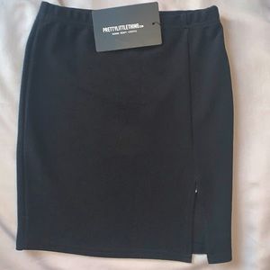 Black split mini skirt